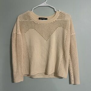 Tess Giberson Womens size M Wool Cream Mesh Sweater fall chic style fit small